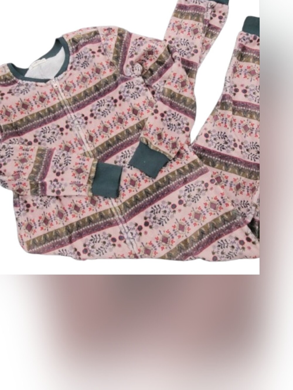 One-piece NATURAL LIFE PAJAMAS xs, Floral Zippered Jumper